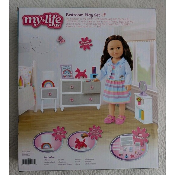 My Life As Bedroom Play Set 18" Dolls 20 Piece Set Drawers Lamp Bank Decorations - Picture 3 of 6